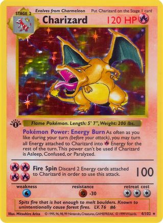 Charizard 4 - Base Set Shadowless Unlimited Holofoil - Poke-Collect