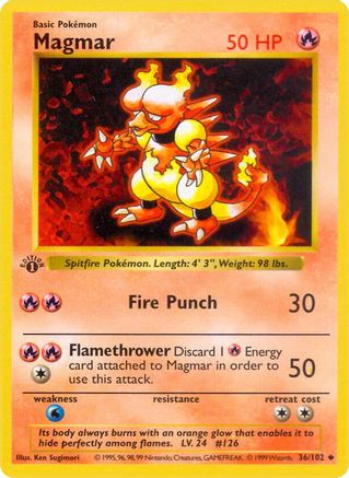 Magmar 36 - Base Set Shadowless Unlimited - Poke-Collect