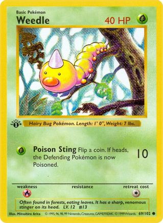 Weedle 69 - Base Set Shadowless 1st Edition - Poke-Collect