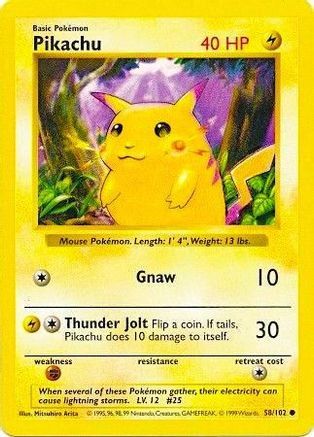 Pikachu (Red Cheeks) 58 - Base Set Shadowless 1st Edition - Poke-Collect