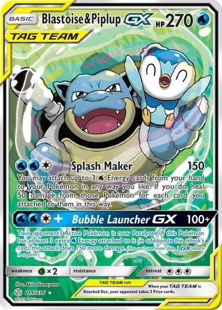 pokemon card gx maker Blastoise & Piplup GX (Alternate Full Art) 215/236