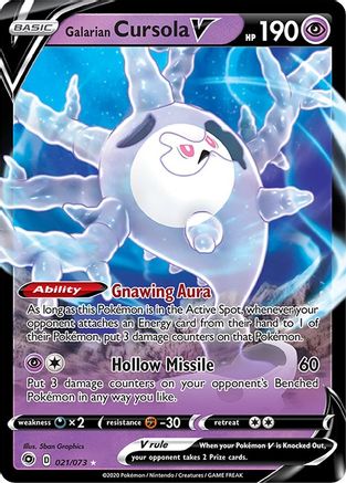 hollow pokemon cards Galarian Cursola V 21/73