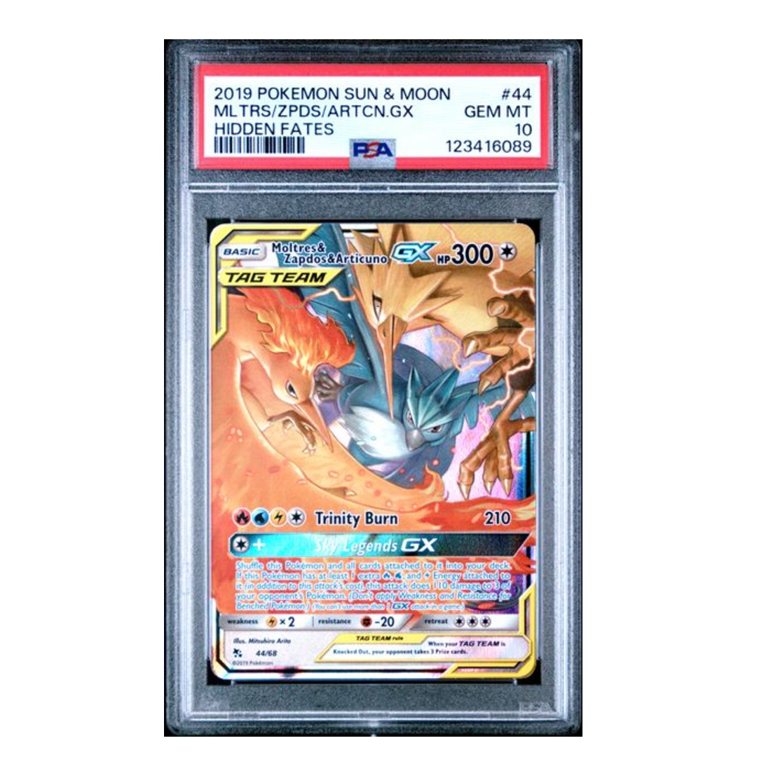 Moltres & Zapdos & Articuno GX Tag Team Hidden Fates #44 PSA 10