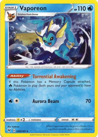 Vaporeon - 030/185 (Cosmos Holo) 30 - Miscellaneous Cards & Products Holofoil - Poke-Collect