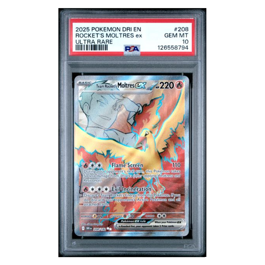 Team Rocket's Moltres ex Destined Rivals #208 PSA 10
