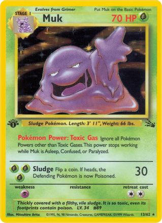 Muk 13/62 - Fossil Unlimited Holofoil - Poke-Collect