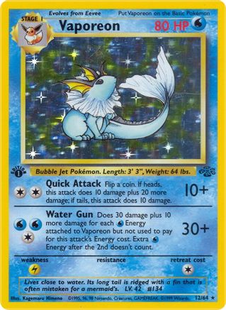 Vaporeon 12/64 - Jungle 1st Edition Holofoil - Poke-Collect