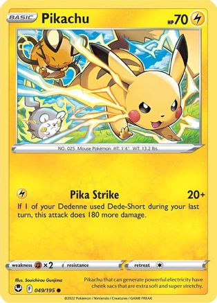 Pikachu 49/195 - Silver Tempest Reverse Holofoil - Poke-Collect