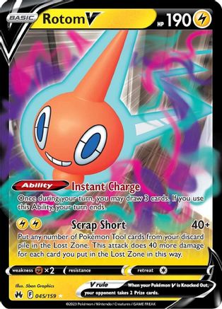 Rotom V 45/159 - Crown Zenith Holofoil - Poke-Collect