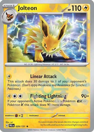 Jolteon (Poke Ball Pattern) 29 - SV Prismatic Evolutions Holofoil Jolteon (Poke Ball Pattern) 29 - SV Prismatic Evolutions Holofoil