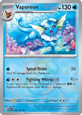 Vaporeon (Master Ball Pattern) - SV Prismatic Evolutions Holofoil - Poke-Collect