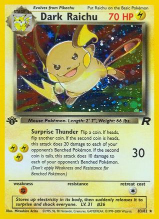 Dark Raichu 83/82 - Team Rocket 1st Edition Holofoil - Poke-Collect