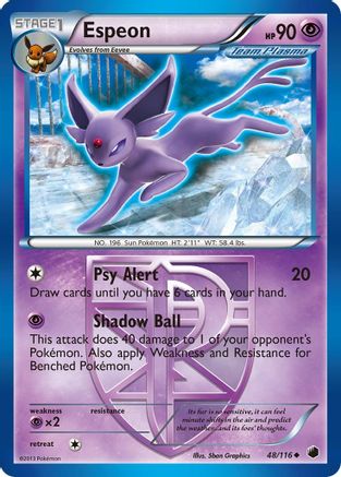 Espeon (Team Plasma) 48/116 - Plasma Freeze Reverse Holofoil Espeon (Team Plasma) 48/116 - Plasma Freeze Reverse Holofoil