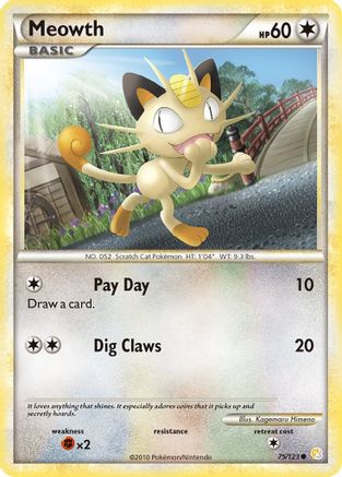 Meowth 75/123 - HeartGold & SoulSilver Reverse Holofoil - Poke-Collect