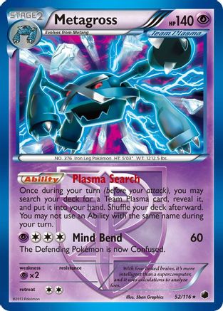 Metagross 52/116 - Plasma Freeze Reverse Holofoil - Poke-Collect