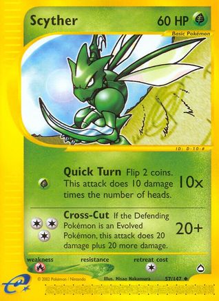 Scyther 57/147 - Aquapolis Reverse Holofoil - Poke-Collect