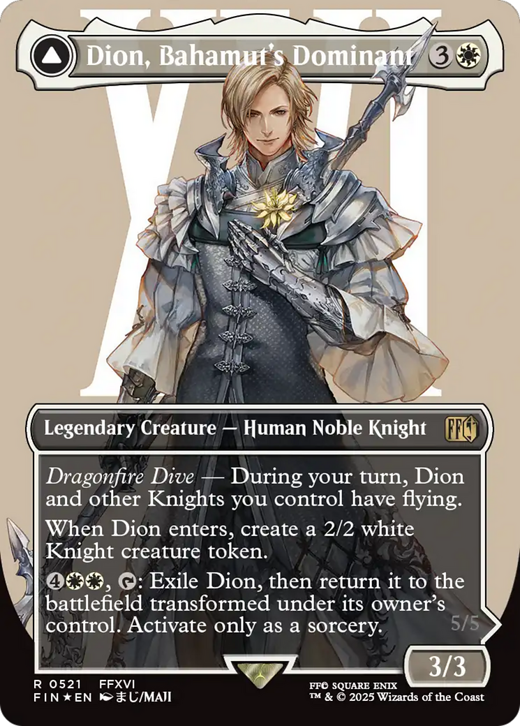 Dion, Bahamut's Dominant // Bahamut, Warden of Light (FIN-521) - FINAL FANTASY: (enchantment) (Borderless) Foil - Poke-Collect