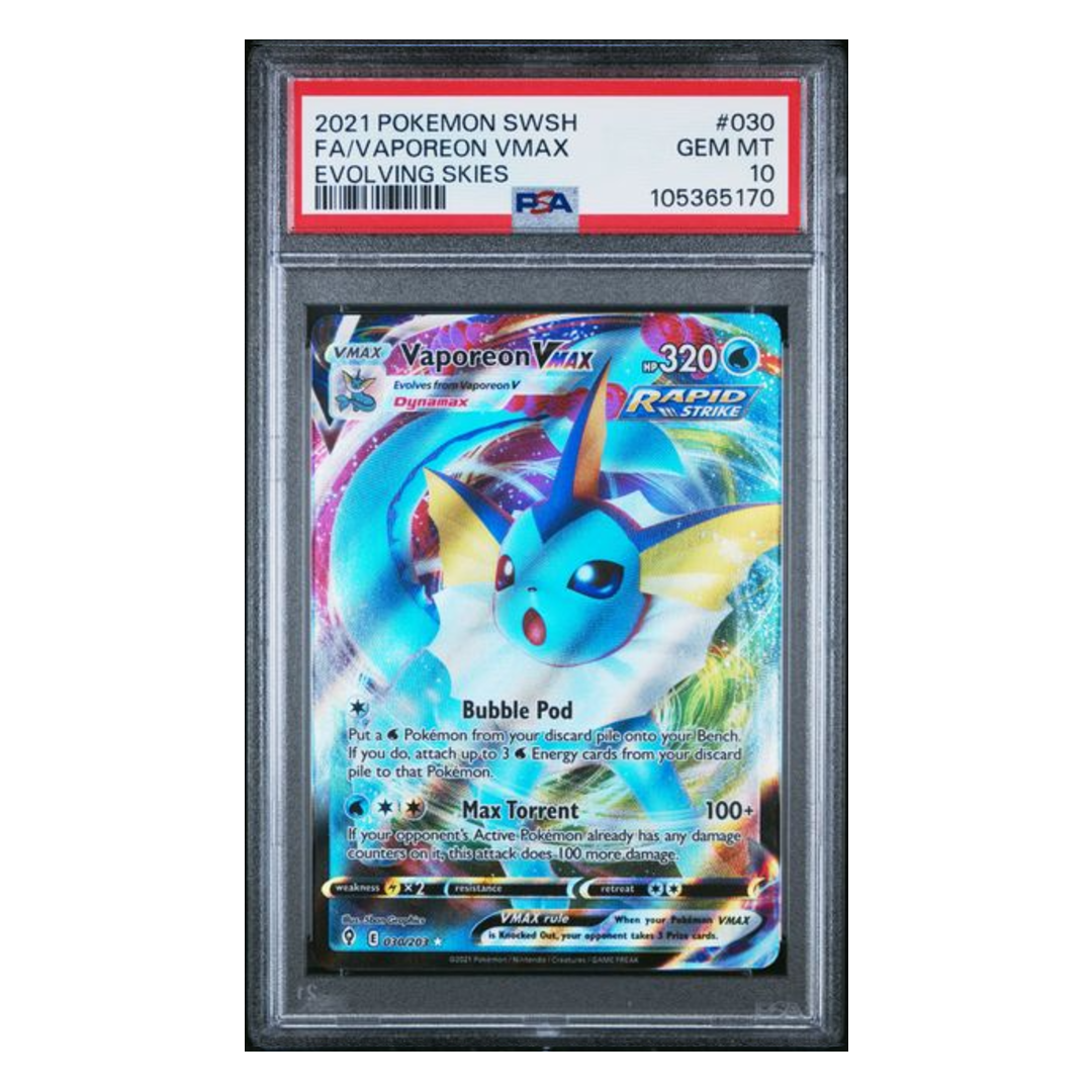 Vaporeon VMAX FA Evolving Skies #030 PSA 10 Vaporeon VMAX FA Evolving Skies #030 PSA 10