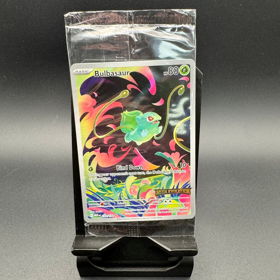 Bulbasaur Mega Evolution Stamped Promo 133/132 (Sealed) Bulbasaur Mega Evolution Stamped Promo 133/132 (Sealed)