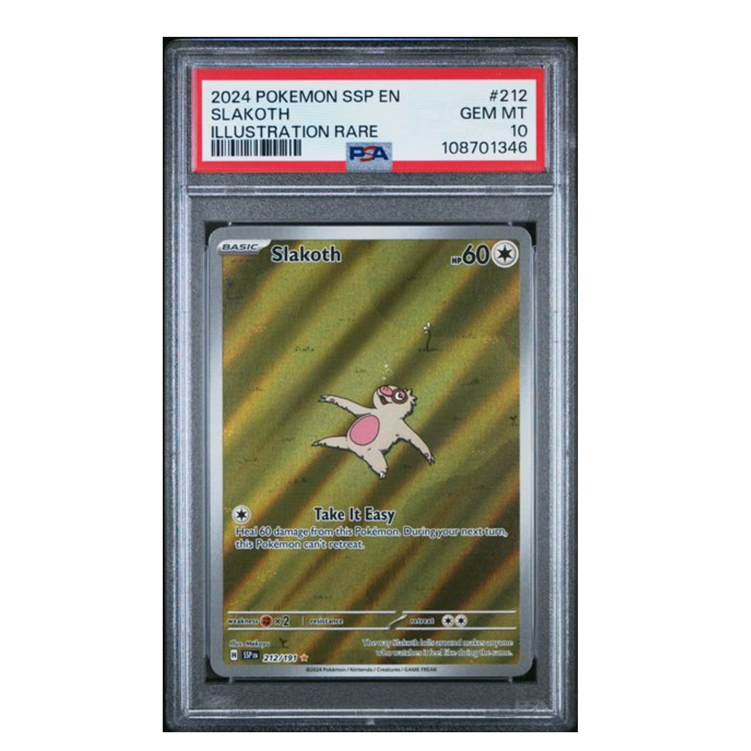 pokemon slakoth card Slakoth IR Surging Sparks #212 PSA 10