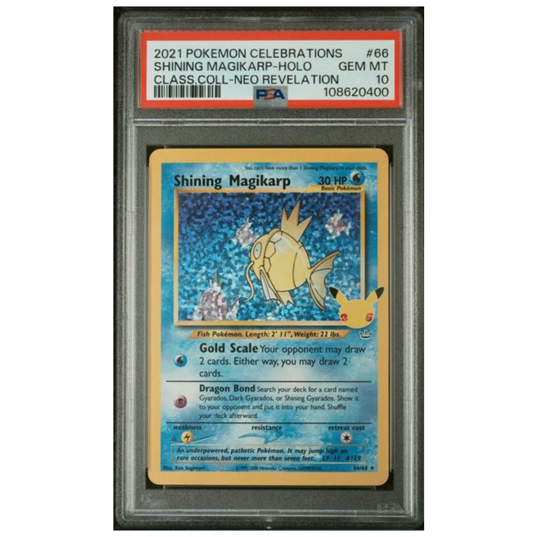 oscar charleston rare card sale Shining Magikarp Celebrations #66 PSA 10