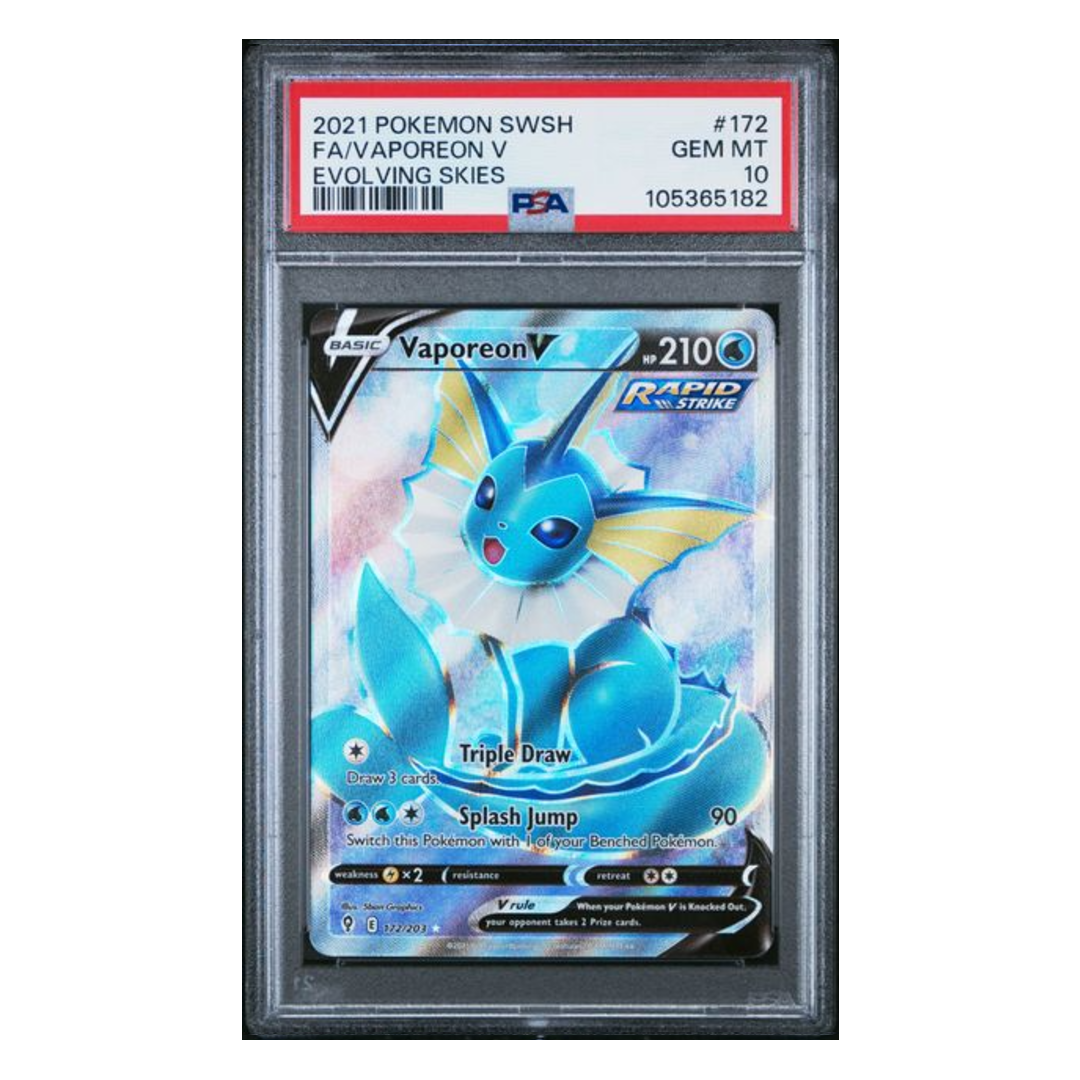 Vaporeon V FA Evolving Skies #172 PSA 10 Vaporeon V FA Evolving Skies #172 PSA 10