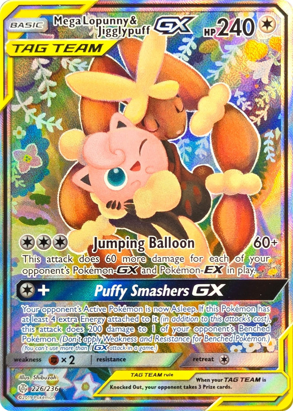 Mega Lopunny & Jigglypuff GX - 226/236 - Cosmic Eclipse Alternate Full