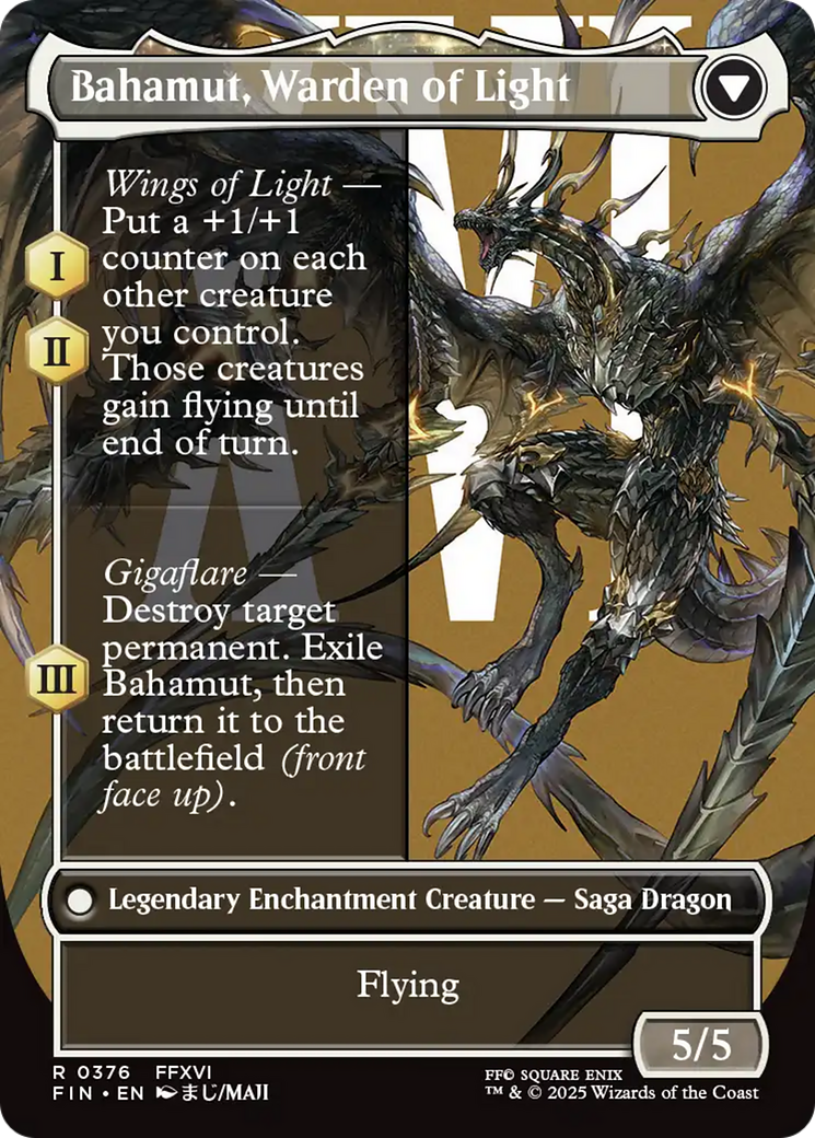 Dion, Bahamut's Dominant // Bahamut, Warden of Light (FIN-376) - FINAL FANTASY: (enchantment) (Borderless) Foil - Poke-Collect