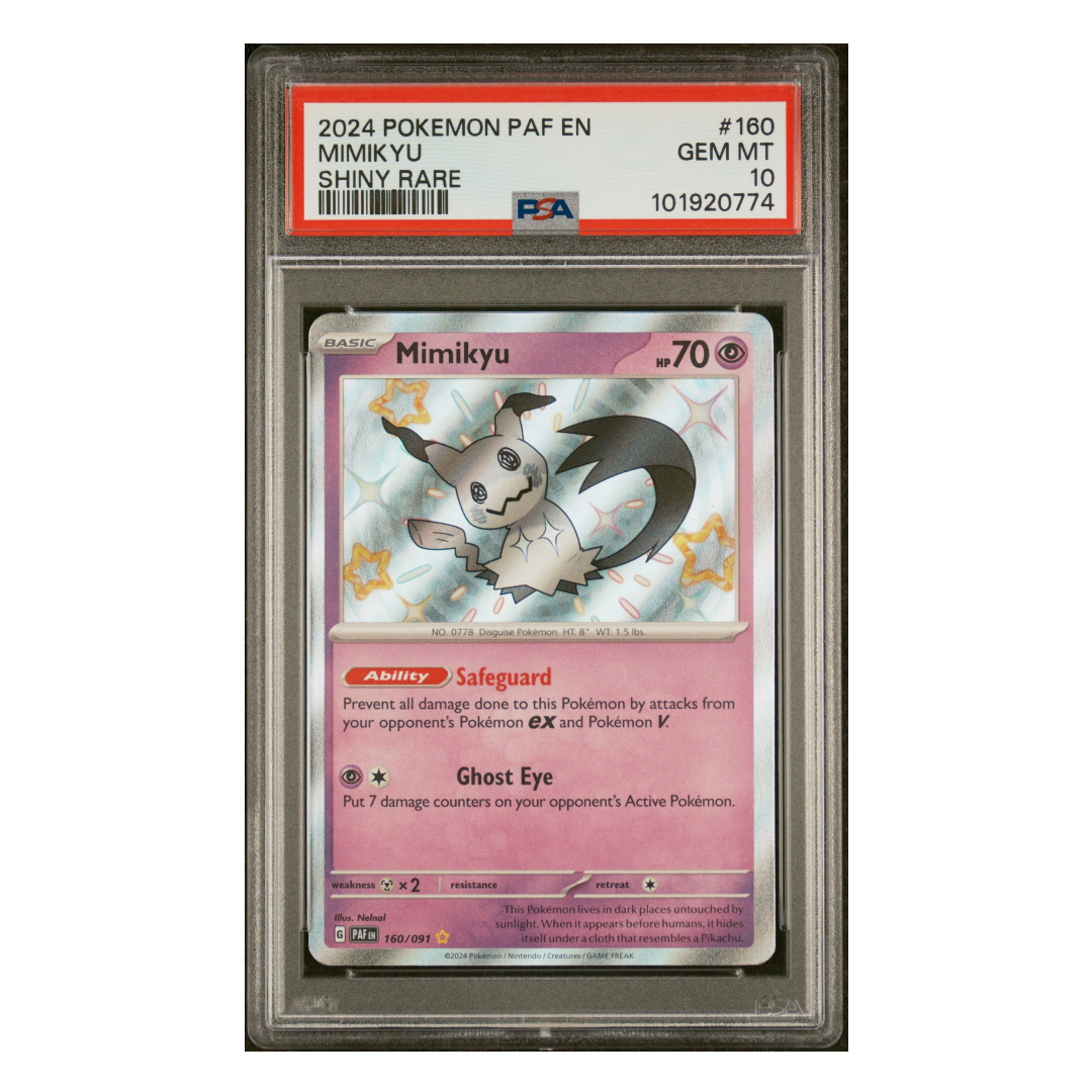 mimikyu pokemon card shiny Mimikyu Shiny Rare Paldean Fates #160 PSA 10