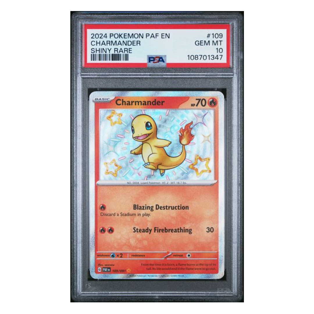 Charmander Shiny Rare Paldean Fates #109 PSA 10 Charmander Shiny Rare Paldean Fates #109 PSA 10
