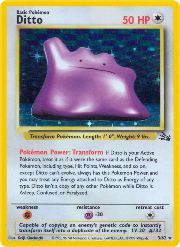 Ditto (3) 3/62 - Fossil Unlimited Holofoil - Poke-Collect