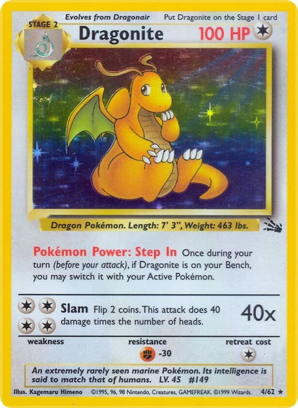 Dragonite (4) 4/62 - Fossil Unlimited Holofoil - Poke-Collect