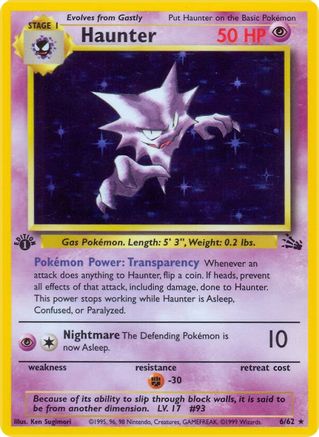 Haunter (6) 6/62 - Fossil Unlimited Holofoil - Poke-Collect