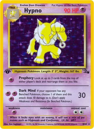 Hypno 8/62 - Fossil Unlimited Holofoil - Poke-Collect