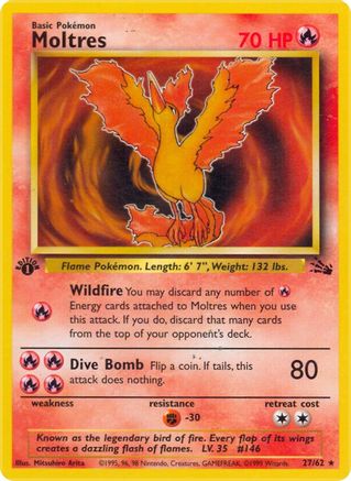 Moltres (27) 27/62 - Fossil 1st Edition - Poke-Collect