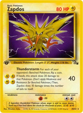 Zapdos 30/62 - Fossil Unlimited - Poke-Collect