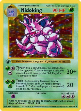 Nidoking 11 - Base Set Shadowless Unlimited Holofoil - Poke-Collect
