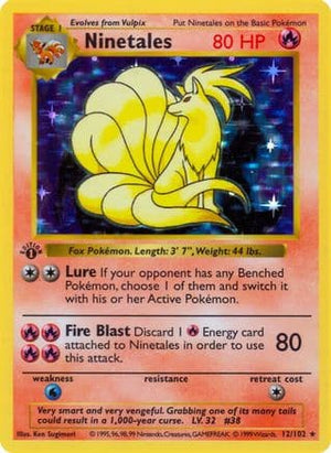 Ninetales 12 - Base Set Shadowless Unlimited Holofoil - Poke-Collect