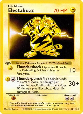 Electabuzz 20 - Base Set Shadowless Unlimited - Poke-Collect