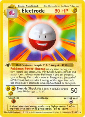 Electrode 21 - Base Set Shadowless 1st Edition - Poke-Collect