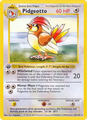 Pidgeotto 22 - Base Set Shadowless 1st Edition - Poke-Collect