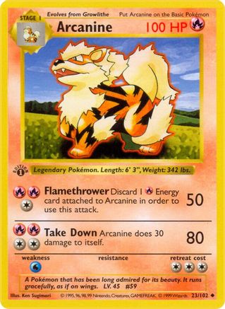 Arcanine 23 - Base Set Shadowless Unlimited - Poke-Collect