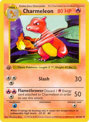 Charmeleon 24 - Base Set Shadowless 1st Edition