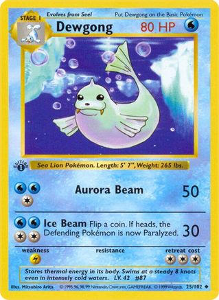 Dewgong 25 - Base Set Shadowless Unlimited - Poke-Collect