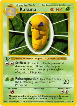 Kakuna 33 - Base Set Shadowless 1st Edition - Poke-Collect
