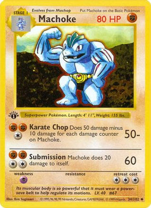 Machoke 34 - Base Set Shadowless Unlimited - Poke-Collect