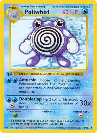 Poliwhirl 38 - Base Set Shadowless 1st Edition - Poke-Collect