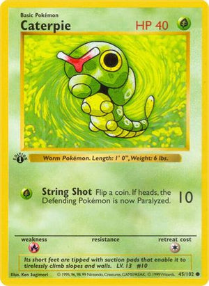 Caterpie 45 - Base Set Shadowless 1st Edition - Poke-Collect