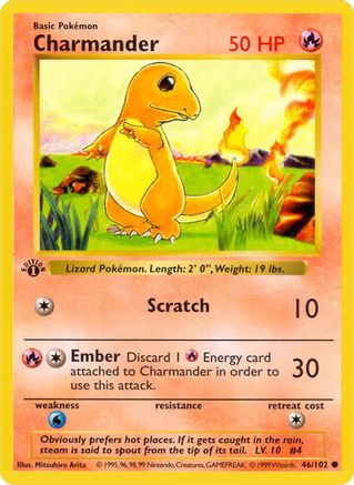 Charmander 46 - Base Set Shadowless Unlimited - Poke-Collect
