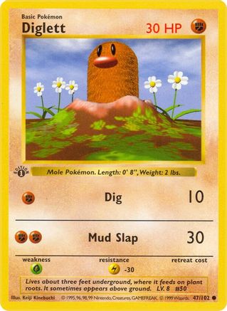 Diglett 47 - Base Set Shadowless 1st Edition - Poke-Collect